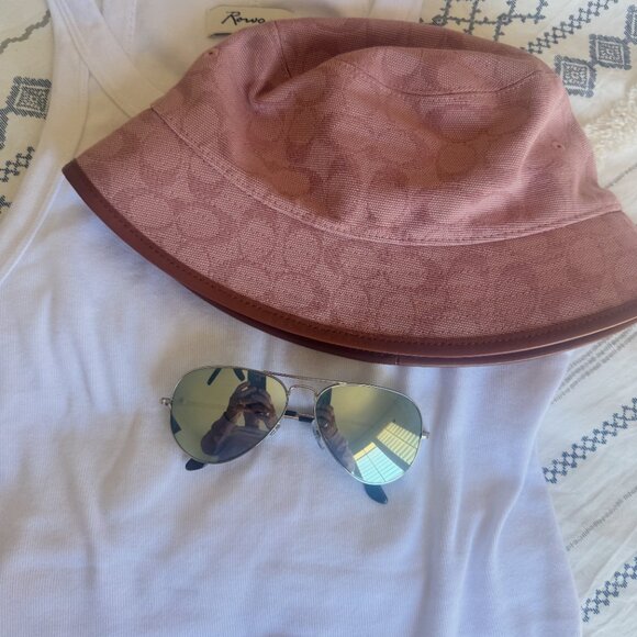 Coach Signature Bucket Hat Pink Jacquard Monogram Logo Print - Picture 1 of 5